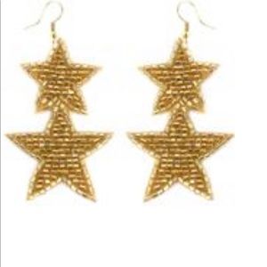 🌻BOGO NEW Gold Sequin Double Star Wire back Earrings